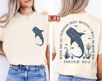Camiseta de tiburón ballena Comfort Colors®, playera, playera de tiburón, playera de Jesús, playera de verano, playera cristiana del océano, chica coco