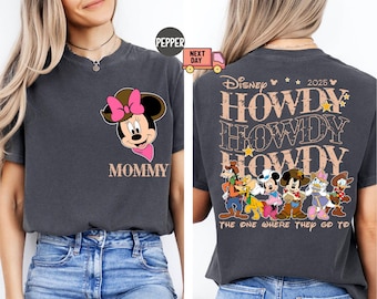 Mickey Minnie Howdy Shirt, Disney Western Family T-Shirt, WDW Family Trip 2025 Sweater, Western Style Sweatshirt, Family Matching Tee