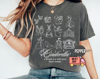Camiseta Cenicienta Princesa Colores Cómodos, Camiseta Cenicienta Disney, Camiseta Cenicienta Retro, Camiseta Princesa Walt Disneyworld, Camiseta Viaje de Chicas