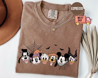Comfort Colors® Retro Spooky Mouse and Friends  Shirt, Mickey Boo Halloween Shirt, Disney Spooky Shirt, Disney Halloween Family Trip Shirt