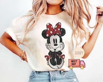 Comfort Colors Disney Musse Pigg & Vänner Söt Minnie Mouse Klotter T-shirt, Hollywood Studios T-shirt, WDW Trip T-shirt, Familjefödelsedagspresent, Partröja