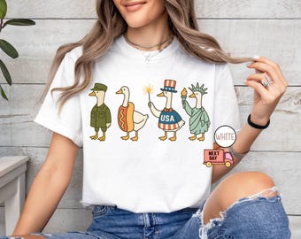 Comfort Colors® Funny 4th Of July Ducks Shirt, American Goose Tee, Funny for Independence Day Tee, Patriotic USA Tee, Patriotic Goose Shirt