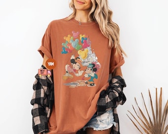 Vintage Mickey and Minnie Balloon Shirt, Retro Disney Valentine T-Shirt Mickey Balloons Tee, Disney Couple Shirt Disney Gift for Him and Her