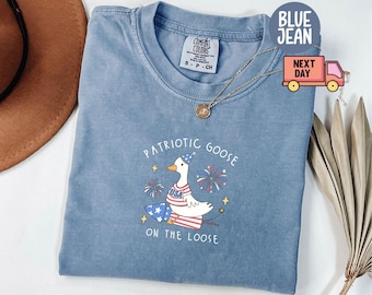 Comfort Colors® grappig shirt van 4 juli, shirt grappig gans, T-shirt Independence Day, shirt VS, patriottisch shirt, shirt Firequacker, cadeau 4 juli