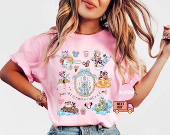 Camiseta con el castillo de Walt Disney en colores cómodos, camisetas familiares con el castillo, camiseta con el castillo del Reino Mágico, camiseta con el castillo para mujer, camiseta infantil con el castillo para casa.