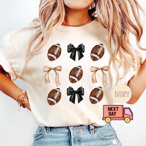 Football Comfort Colors® Shirt,Social Club Tee,Gift for Football,Mama Girly Football Tee,Coquette Bow Football,Gift for Her,Trendy Plus Size