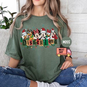 Comfort Color Retro Mickey and Friends Christmas Shirt, Vintage Disneyland Christmas Shirt, Disneyland Shirt, Christmas Family Matching Tee