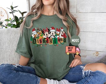 Comfort Color Retro Mickey and Friends Christmas Shirt, Vintage Disneyland Christmas Shirt, Disneyland Shirt, Christmas Family Matching Tee