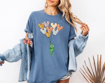 Disney Pascal With Mickey Balloon Comfort Colors Shirt, Cute Pascal Rapunzel T-shirt, Disneyland Birthday Gift Tee, Funny Magic Kingdom gift