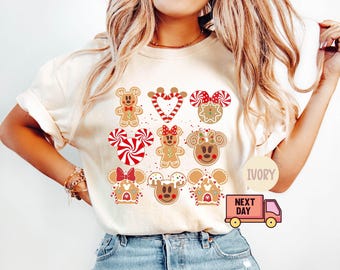 Comfort Colors® Mickey and Minnie Gingerbread Shirt, Disney Snacks Shirt, Disneyland Christmas Shirt, Christmas Party Shirt, Disney Xmas Tee