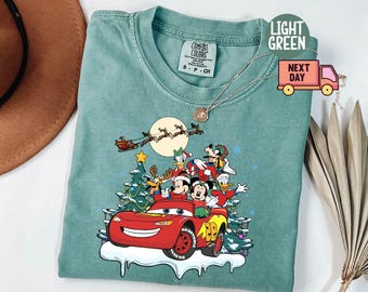 Comfort Colors® Mouse And Friends Christmas Shirt, Disney Christmas Toddler T-Shirt, McQueen Christmas Shirt, Disney Pixar Christmas Shirt