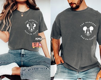 Comfort Colors Pocket Size the Happiest Dad on Earth T-Shirt, Mama on Earth Shirt, Disney Trip Shirt, Mickey Minnie Shirt,Mama Dad Gift Tees