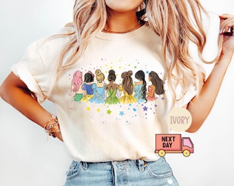 Komfort Farben Geschenk, Retro Disney Prinzessin Shirt, Aquarell Prinzessin Shirt, Disney Trip T-Shirt, Disney Prinzessin, Disneyworld Prinzessin Geschenk