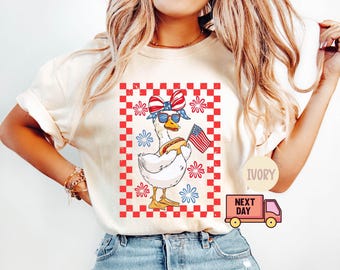 Comfort Colors® Patriotic Goose Shirt, Memorial Day Shirt, Funny Goose Shirt, American Flag Shirt, Fourth Of July Gifts, Red White and Blue