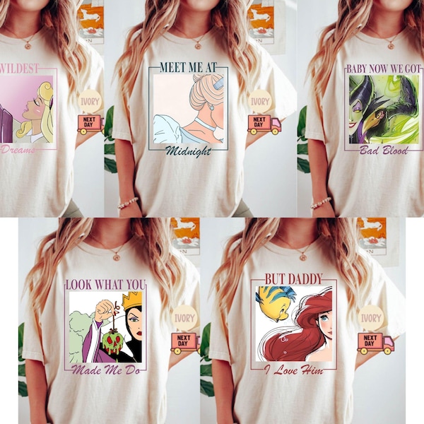Camisetas Disney World de colores cómodos, camisetas Wildest Dreams, camisetas Meet Me at Midnight de Cenicienta, camisetas de princesas Disney, camisetas Magical Parks