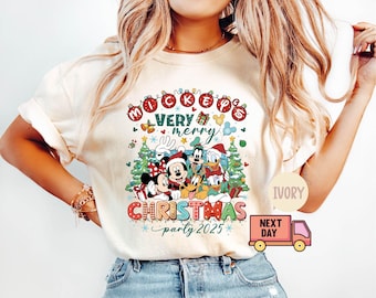 Comfort Colors® Mickey's Merry Merry Christmas Party 2025 Shirt, Weihnachtsfamilie Passendes Shirt, Mickey Disney Weihnachtshemd