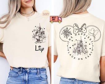 Comfort Colors® Custom Minnie Schloss Shirt, der glücklichste Ort der Welt Shirt, Disneyland Urlaub, Disney Familien Reise Shirt, Magic Kingdom
