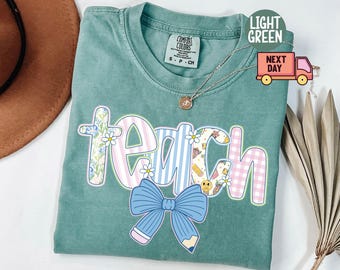 Comfort Colors® Coquette Floral Teacher Shirt,Cute Teacher Gift,Spring Teacher Tee,Gift for Teacher,Teaching Shirt,Teacher Appreciation Gift