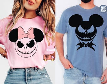 Comfort Colors® Disney Halloween Shirt, Mickey and Minnie Shirt, Jack and Sally Shirt, Spooky Season Shirt, Pumpkin Shirt, Halloween Couple