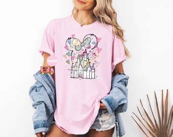 Regalo de color reconfortante, camiseta del Castillo de Minnie de Disney, camiseta de vacaciones de Disney, camiseta de Disneyland, camiseta de vacaciones familiares, camiseta de Disney, camiseta de viaje de Disney