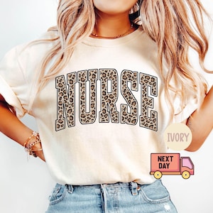 Comfort Colors® Leopard Nurse Shirt, Nurse T-Shirt, RN Shirt, Nursing School Shirt, Registered Nurse Shirt, Nurse Gift, Gift for Her