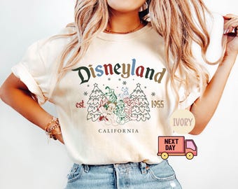 Comfort Colors® Disneyland Mickey And Friends Christmas Shirt, Disney Family Christmas Trip Tee, Mickey Disneyland California Est. 1955 Tee