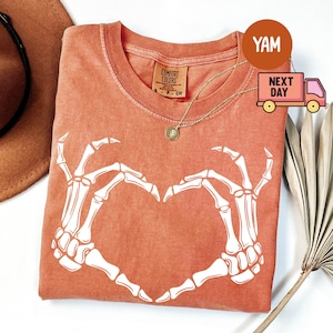 Comfort Colors® Skeleton Hand Shirt,Skeleton Halloween Shirt,Womens Halloween Shirt,Spooky Season Tee,Halloween Gift,Skeleton Boyfriend Gift