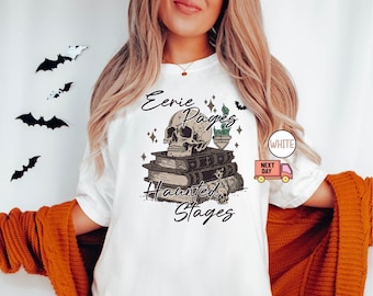Komfortfarben Geschenk, Bücherwurm Halloween Shirt, gruseliges lustiges Halloween Shirt, Halloween Lese Shirt, Halloween Buch Liebhaber Geschenk zum Geburtstag