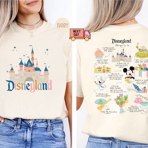 Chemise de vacances dos et devant Disneyland, cadeau voyage Disneyland 2024, couleur confort t-shirt vintage Mickey et ses amis de Disneyland