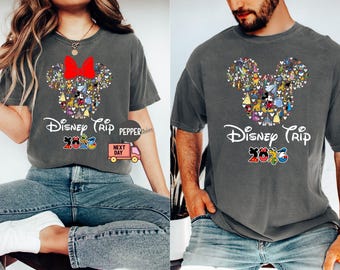 Comfort Colors® Disney-gezinsuitstapje 2026, Disney-gezinsvakantie 2026, bijpassende Disney-shirts, Disney Mickey Minnie-shirt met alle personages