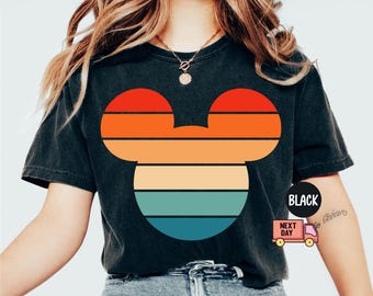 Comfort Colors® Retro Sunset Mickey Shirt, Colorful Mickey T-Shirt, Magic Kingdom Shirt, Matching Family Travel Shirt, Disneyland Shirt