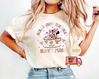 Koszulka dla dziewczynek "Chcą się dobrze bawić", wygodna letnia koszulka Disney Minnie Daisy, koszulka dla dziewczynek "Chcą się dobrze bawić", koszulka Disney Besties, koszulka Disney