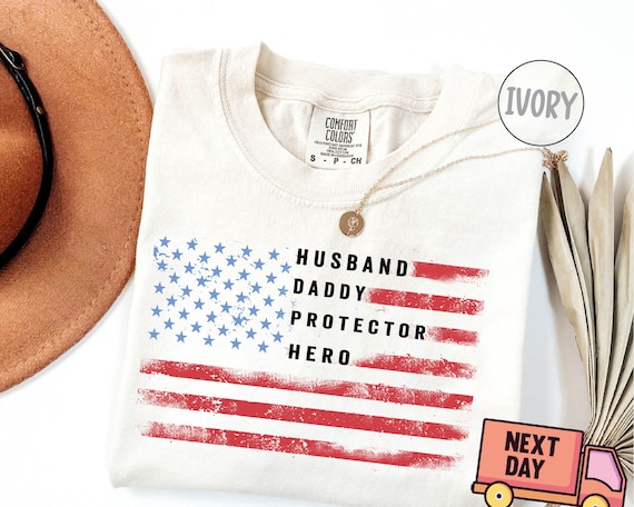 Funny Daddy American Flag T-Shirt - Military Green, Graphic Tee Gift For Dad, Husband, 4XL - View #3