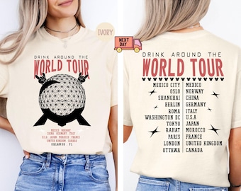 Comfort Colors® Epcot World Tour-shirt, Drink Around The World-shirt, Disney-shirt voor groepsreis, Epcot WDW-shirt, Epcot Drink Around the World-shirt, Epcot Drink Around the World-shirt