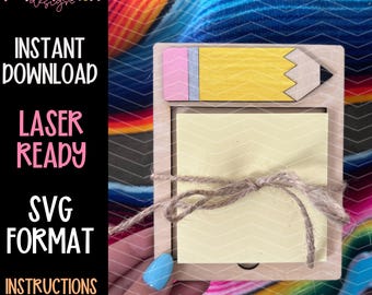 Laser bereit Sticky Note Inhaber SVG-Datei | Lehrer Geschenk