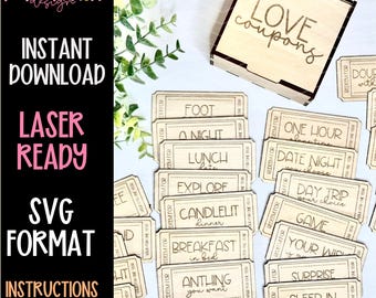 Liebe Gutschein SVG | Laser Cut - Datei, Geschenk für Paar (Digitaler Download)