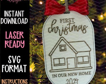 New Home Weihnachtsschmuck Laser geschnitten Datei SVG (Digital Download)