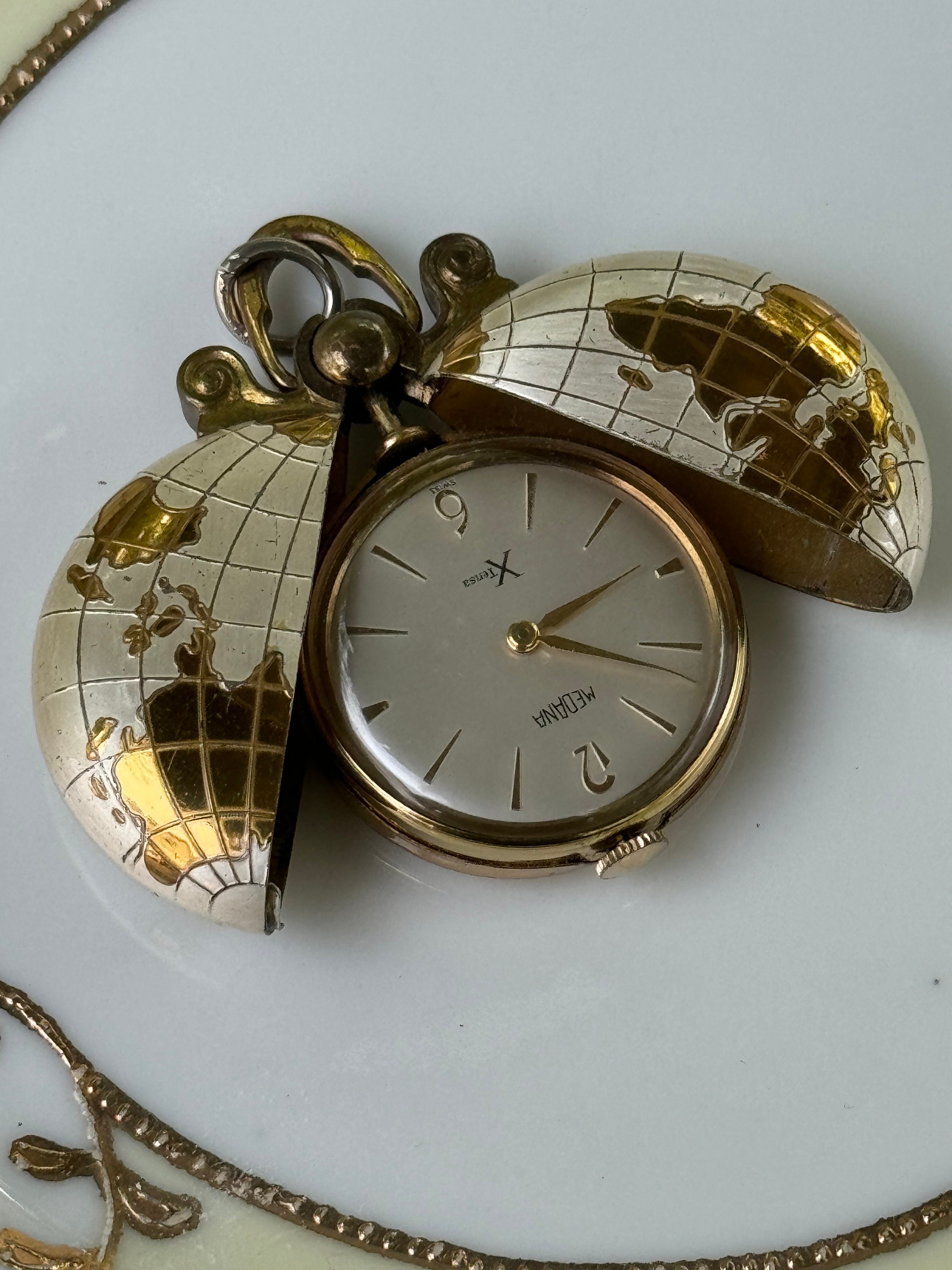 Vintage MANDANA Xtensa Globe Pocketwatch Swiss With Gift Boxed. Etsy