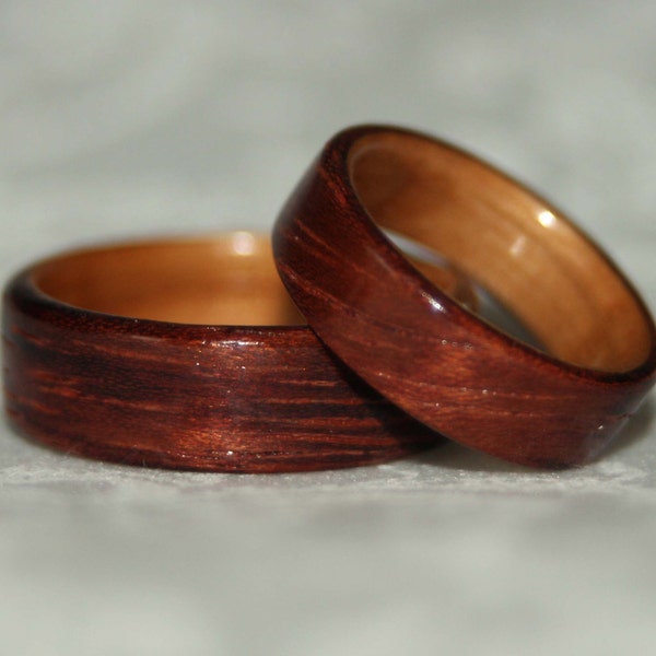 Wooden Wedding Rings with Liner - Custom Woods of Your Choice