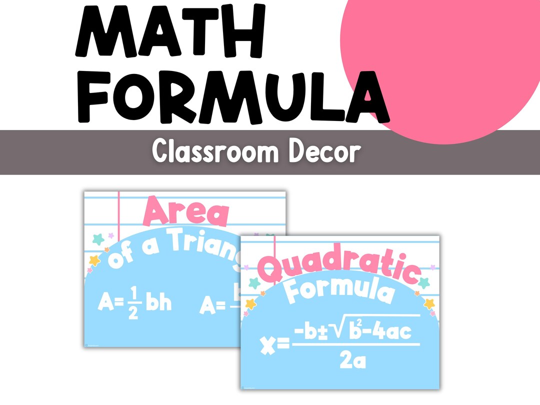 Printable Math Formula Posters Pastel and Notebook Theme Middle and ...