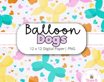 Naadloos patroon ballonhond: digitaal papier schattig digitaal papier naadloos ontwerp 300 dpi (directe download)