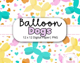 Naadloos patroon ballonhond: digitaal papier schattig digitaal papier naadloos ontwerp 300 dpi (directe download)