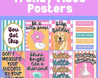 Retro Classroom Posters: Trendy Motivational Decor (Printable Set of 12)