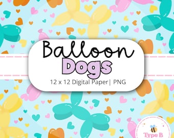 Naadloos patroon ballonhond: digitaal papier schattig digitaal papier naadloos ontwerp 300 dpi (directe download)
