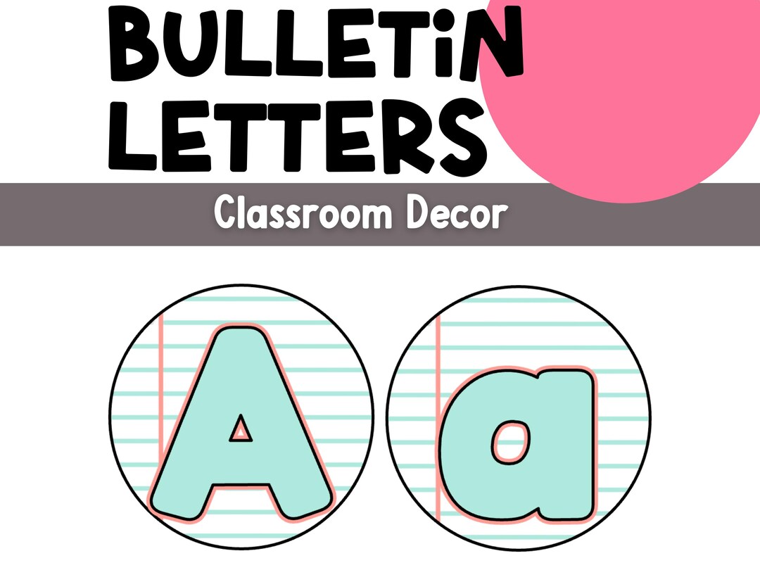 Notebook Themed Bulletin Board Letters Upper and Lowercase, Numbers and ...