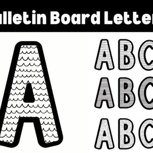 Bulletin Board Buchstaben zum Ausdrucken schwarz und weiß