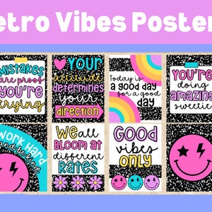 Retro Vibes Classroom Motivational Posters Printable Classroom Decor Composition Book Decor