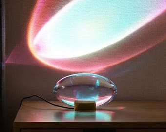 Crystal Glass Rainbow Projection Lamp RGB Color Changing Nightlight Unique Desk Lamp Room Decor