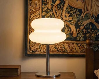 Retro Mushroom Table Lamp – Glass Lampshade, Cozy Bedside Light