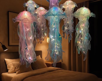 Iridescent Jellyfish LED Hanging Lamp – Coastal Fantasy Lighting